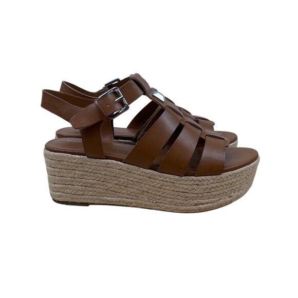 Marc Fisher Women’s Brown Leather Espadrille Joven Wedge Sandals Sz 8.5 - New - Picture 3 of 9